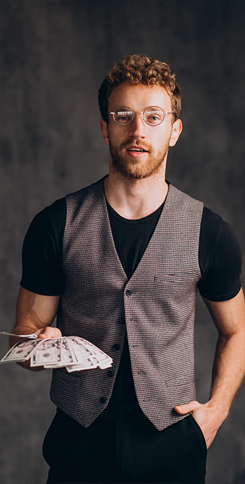 A person reviewing financial charts on a tablet.